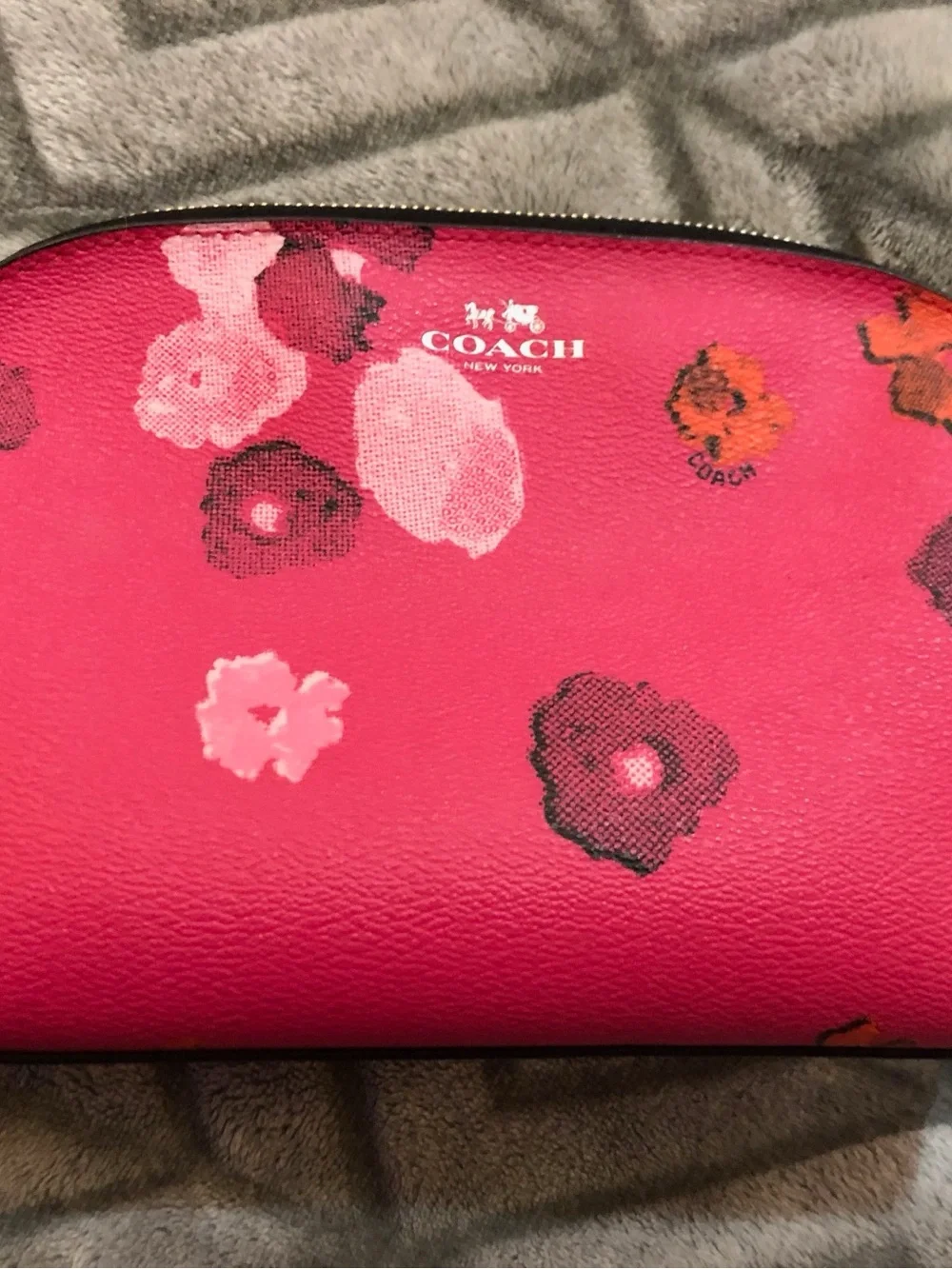 COACH Pink Floral Zip Cosmetic Case